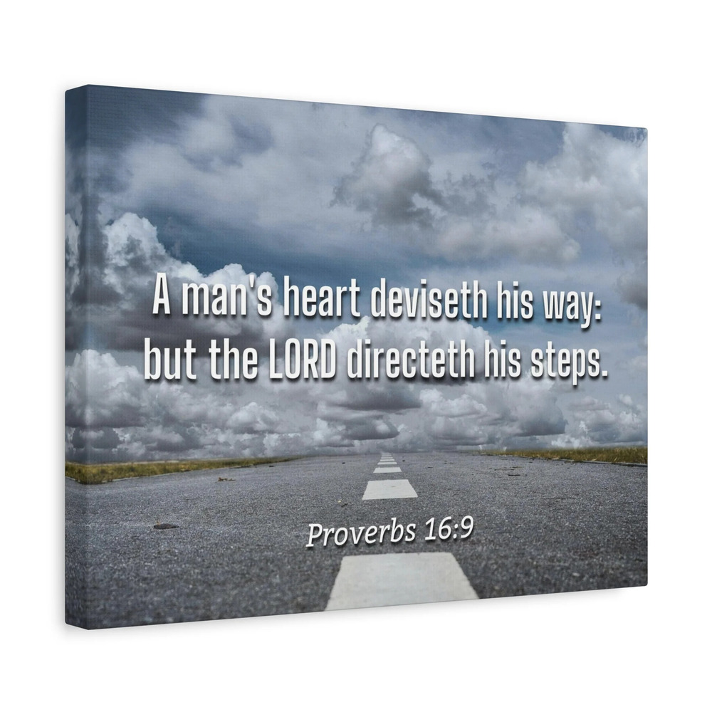 Scripture Canvas Directeth His Steps Proverbs 16:9 Christian Wall Art Bible